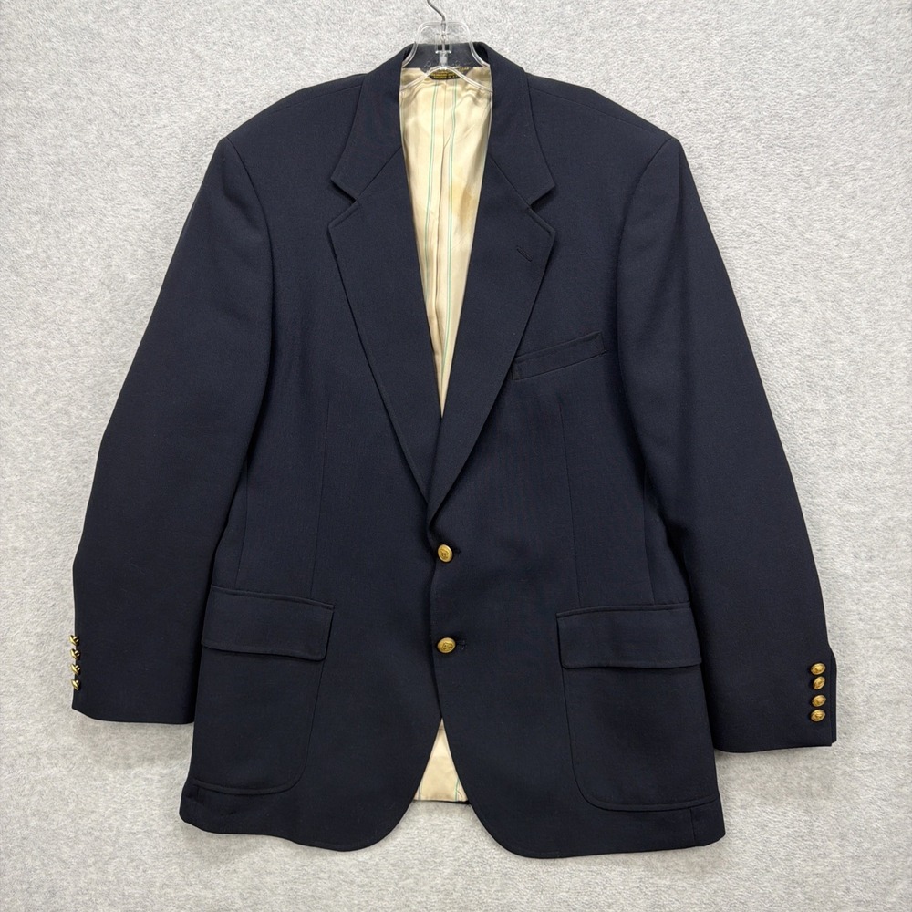 Wimbledon Racquet Club Blazer Mens 44* Navy Wool Sport Coat Jacket Gold Buttons‎